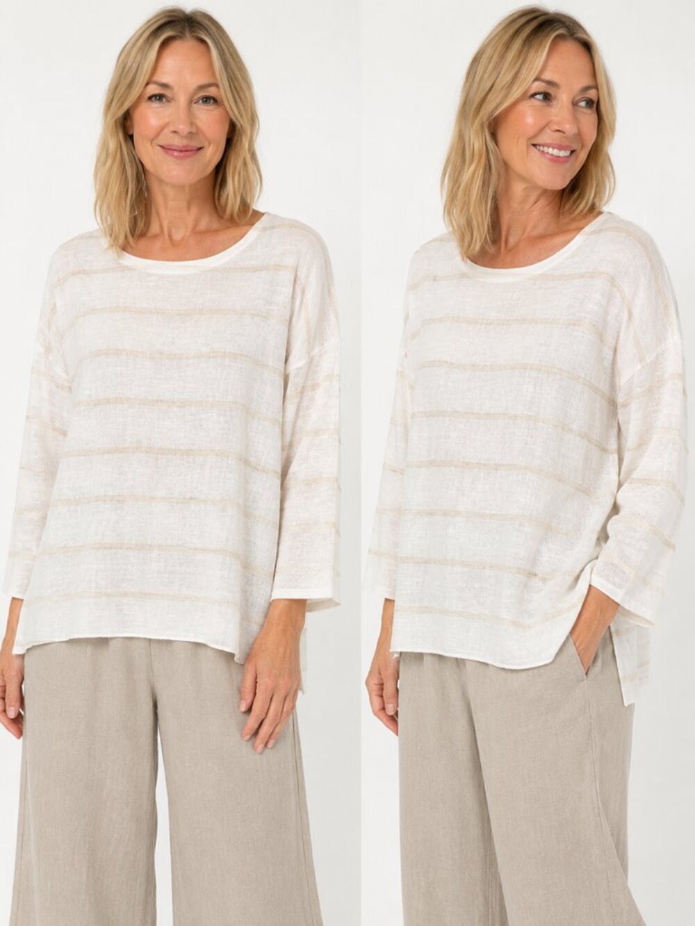 Eileen Fisher Boxy Lightweight Striped Top – Size 2X - Preowned Excellent